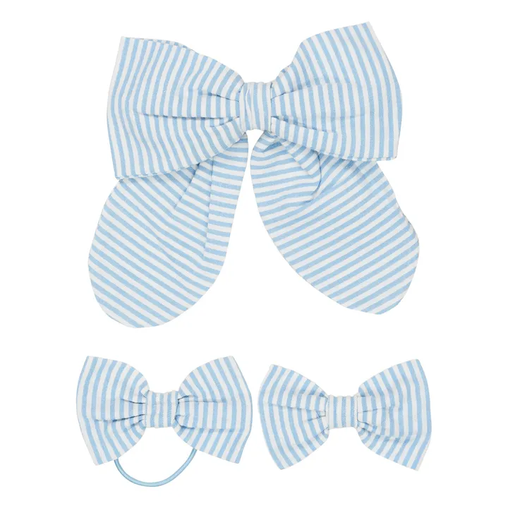 Set de 3 Pampers de algodón orgánico a rayas | Azul Cielo- Imagen del producto n°0