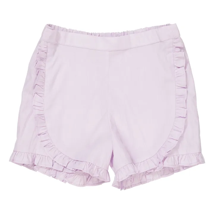 Pantalones cortos de popelina de algodón orgánico con volantes | Lila- Imagen del producto n°0