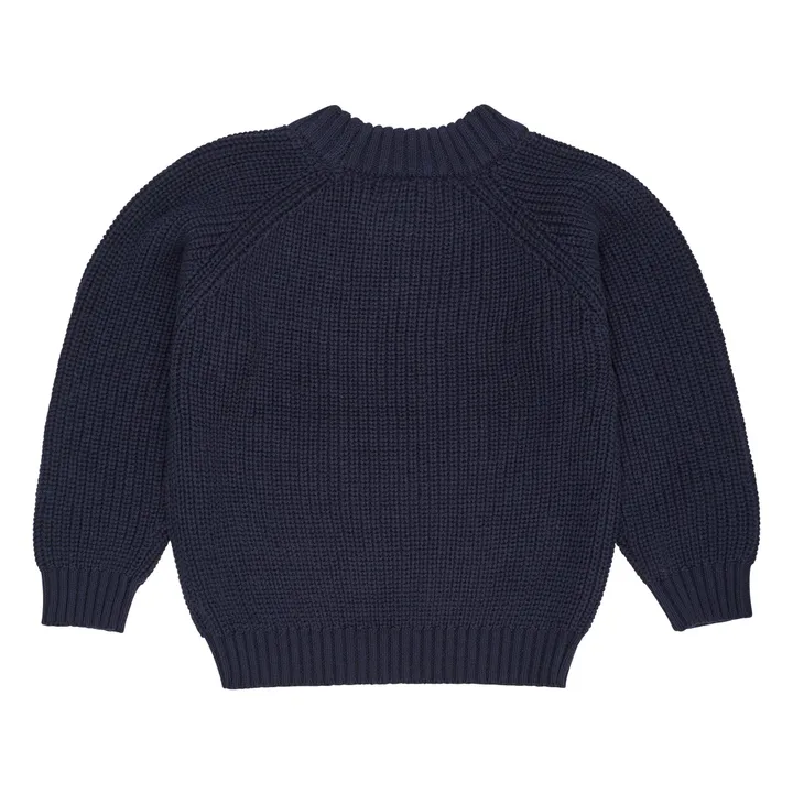 Organic cotton sweater | Navy blue- Product image n°1
