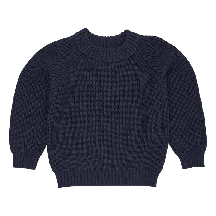 Organic cotton sweater | Navy blue- Product image n°0