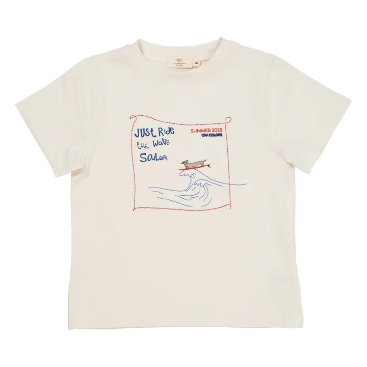 Camiseta bordada de algodón orgánico | Crudo- Imagen del producto n°0