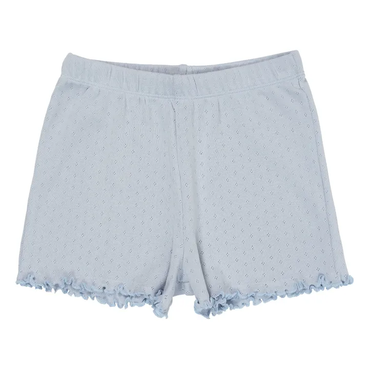 Pantalones cortos Pointelle de algodón orgánico | Azul Pálido- Imagen del producto n°0