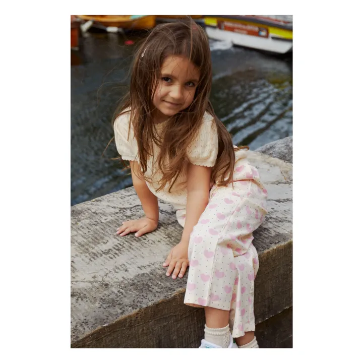 Pantalón corazón de algodón ecológico | Rosa Pálido- Imagen del producto n°1