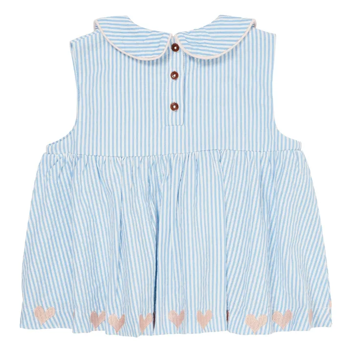 Top in cotone biologico a righe | Azzurro- Immagine del prodotto n°2