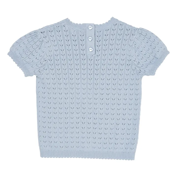 Camiseta Pointelle de algodón ecológico | Azul Pálido- Imagen del producto n°2