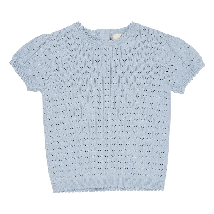 Camiseta Pointelle de algodón ecológico | Azul Pálido- Imagen del producto n°0