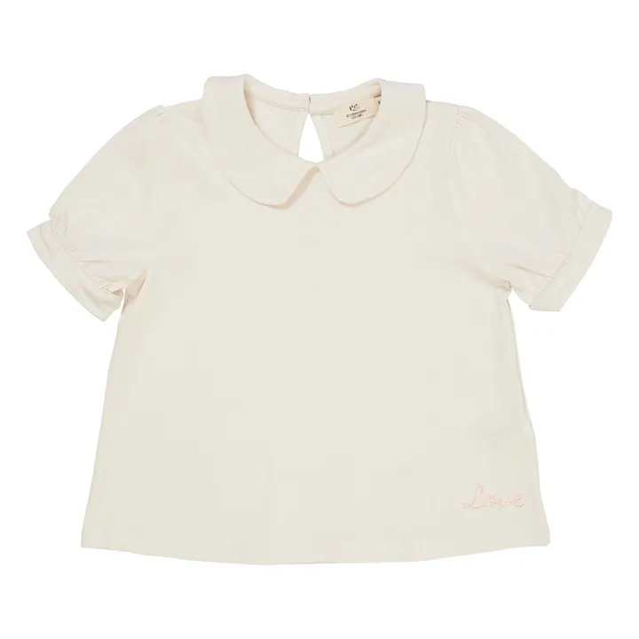 Blusa con cuello Claudine Algodón orgánico | Crema- Imagen del producto n°0