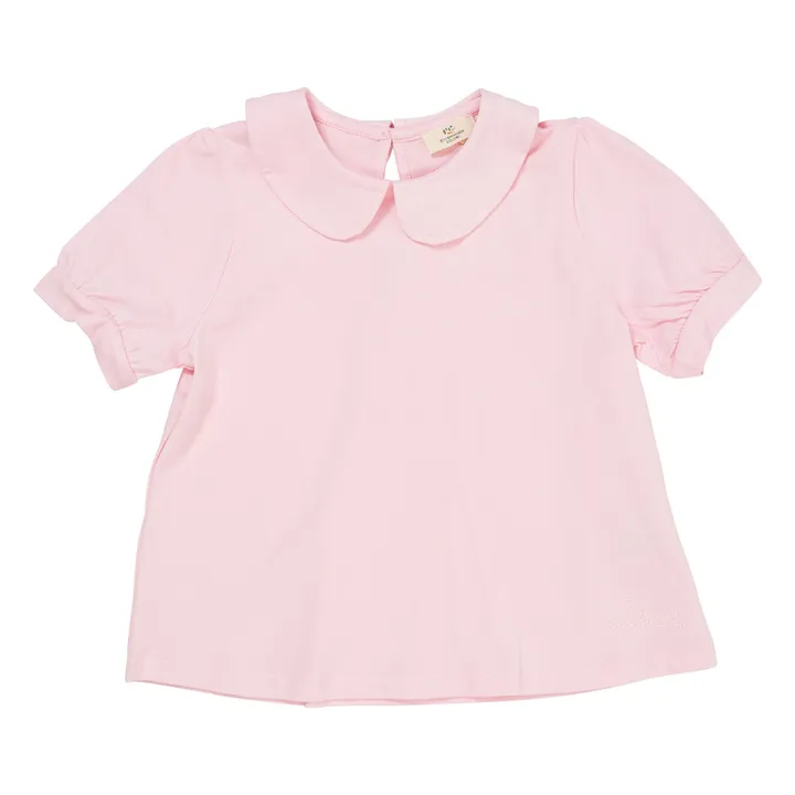 Blusa con cuello Claudine Algodón orgánico | Rosa Pálido- Imagen del producto n°0