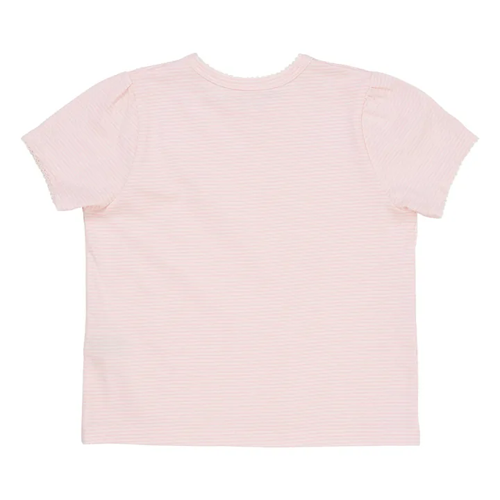 Camiseta de rayas de algodón ecológico | Rosa Pálido- Imagen del producto n°2