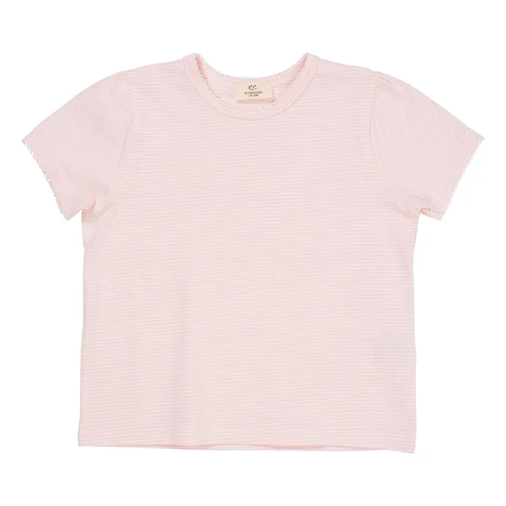 Camiseta de rayas de algodón ecológico | Rosa Pálido- Imagen del producto n°0