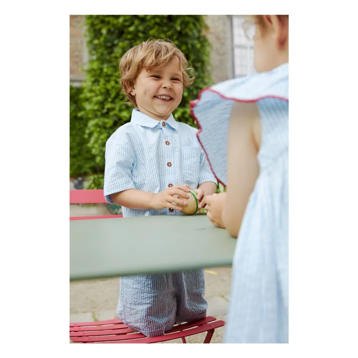 Organic cotton striped shirts | Light blue- Product image n°1