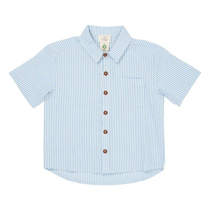 Organic cotton striped shirts | Light blue- Product image n°0
