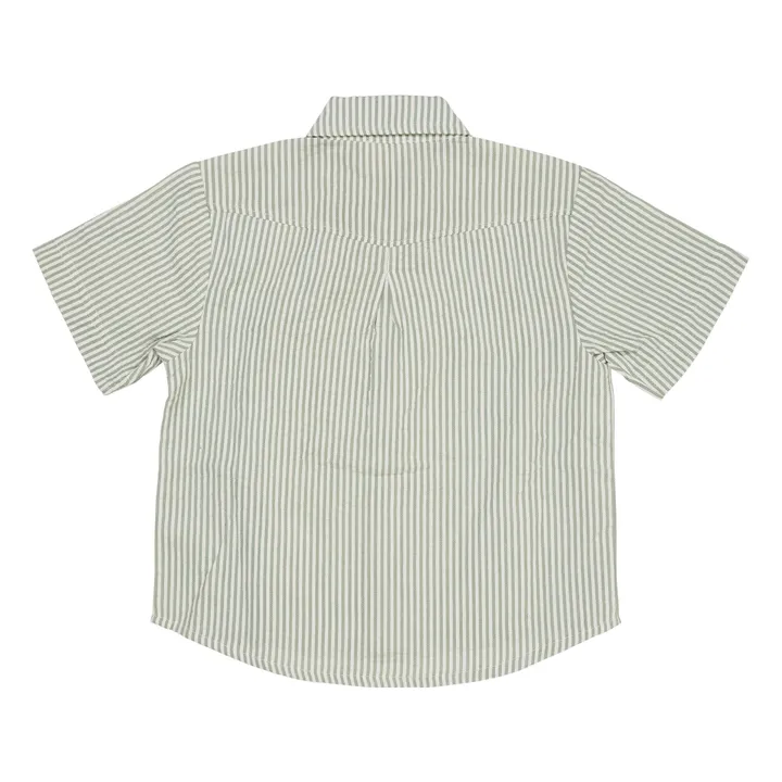 Organic cotton striped shirts | Almond green- Product image n°2