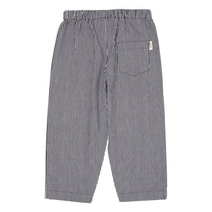 Pantalón a rayas de algodón ecológico | Azul Marino- Imagen del producto n°1
