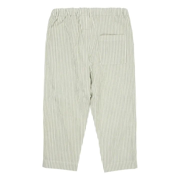 Pantaloni a righe in cotone biologico | Verde mandorla- Immagine del prodotto n°2