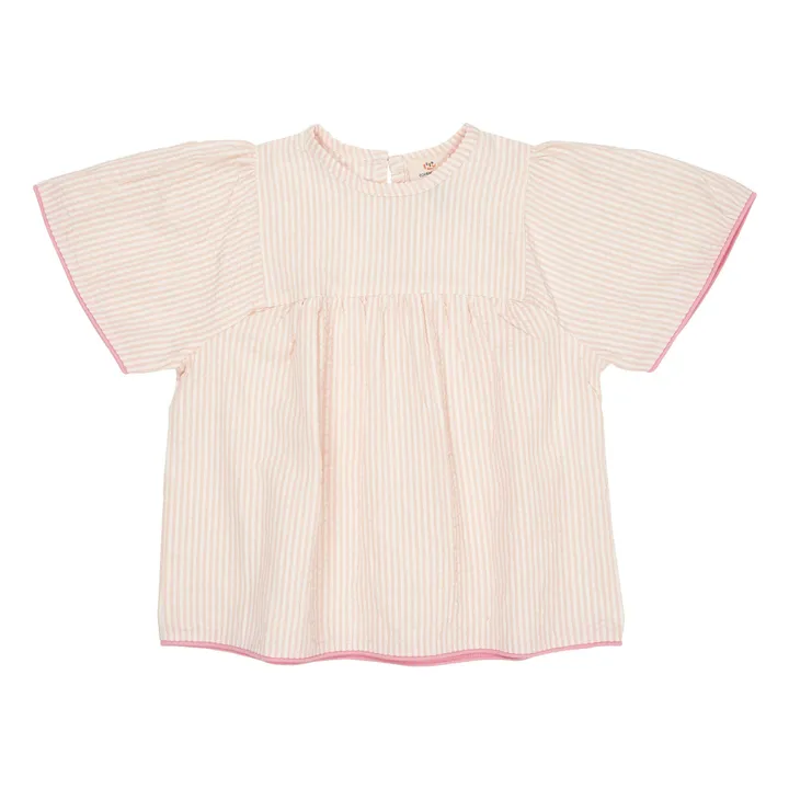 Blusa de rayas de algodón ecológico | Rosa Pálido- Imagen del producto n°0