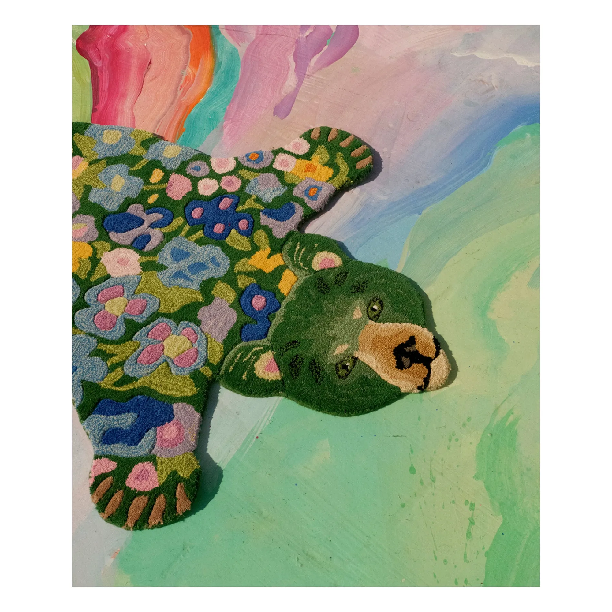 Tapis ours en laine Josie Jardin | Vert- Image produit n°7