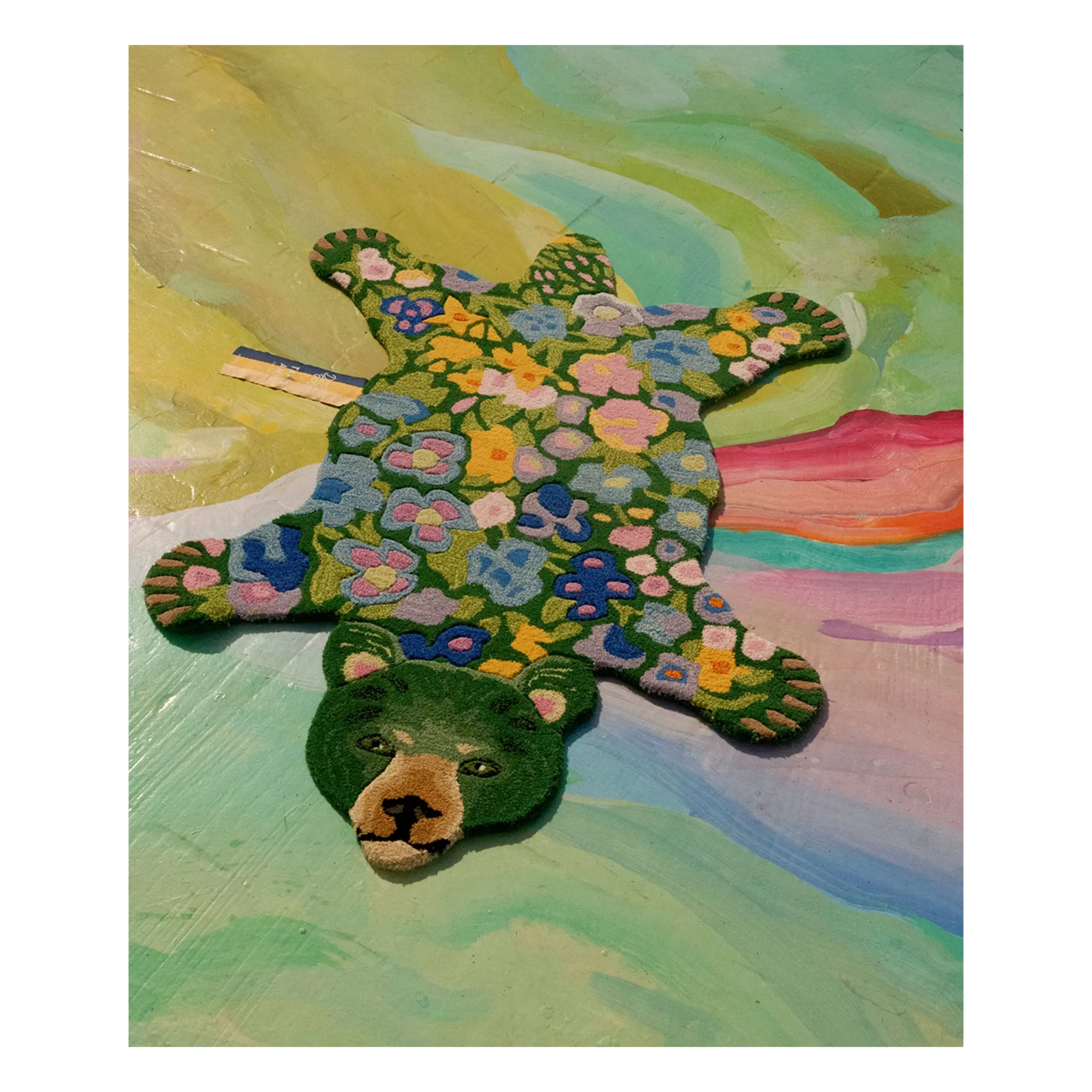 Tapis ours en laine Josie Jardin | Vert- Image produit n°1