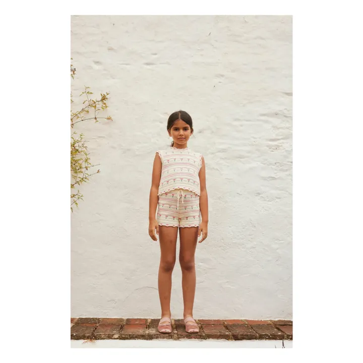 Pantalón corto de ganchillo Tulipán de algodón ecológico | Beige- Imagen del producto n°1