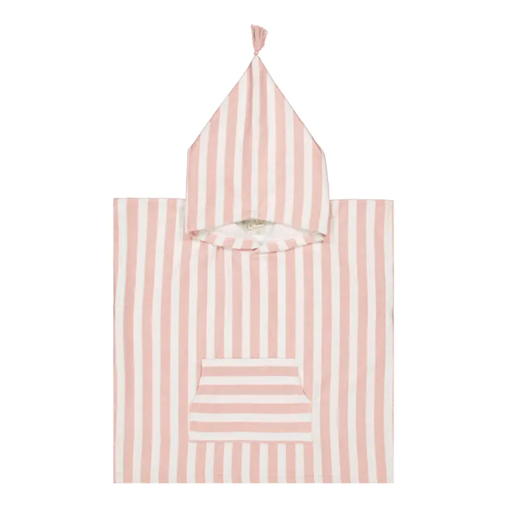 Poncho de bain Suzon rayé | Rose pâle- Image produit n°0