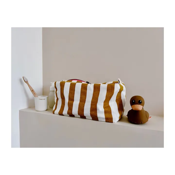 Vic striped toiletry bag | Caramel- Product image n°1
