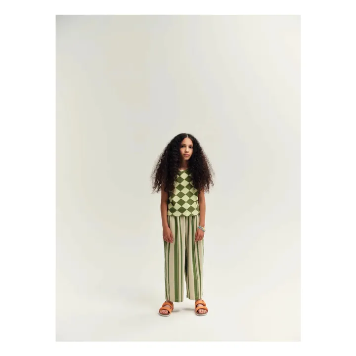Pantaloni a righe in cotone biologico | Beige- Immagine del prodotto n°1