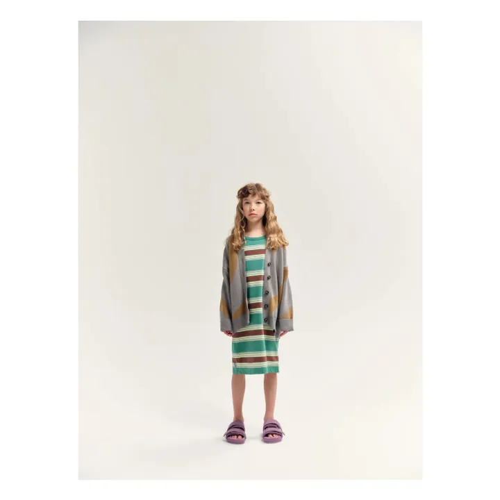 Vestido de rayas de algodón orgánico | Verde agua- Imagen del producto n°1