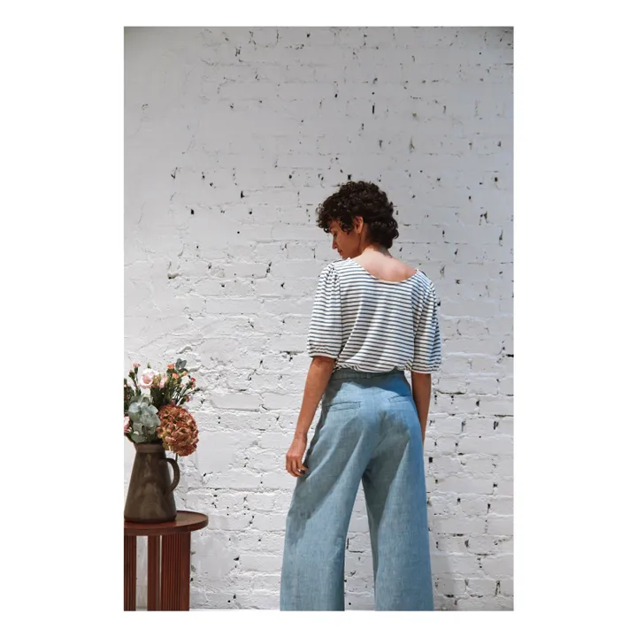T-shirt Berlioz Rayures Coton Bio | Bleu- Image produit n°2