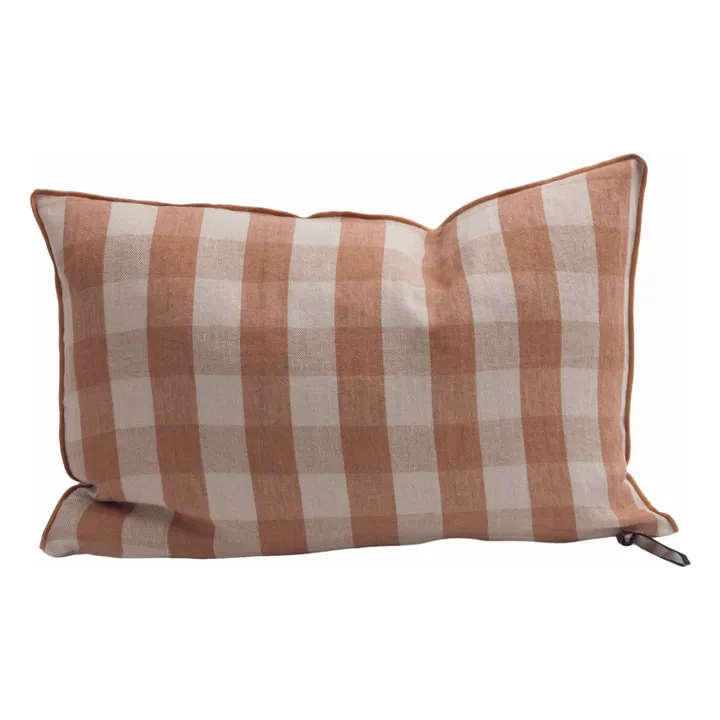 Coussin en lin lavé Vichy Cottage | Terracotta- Image produit n°0