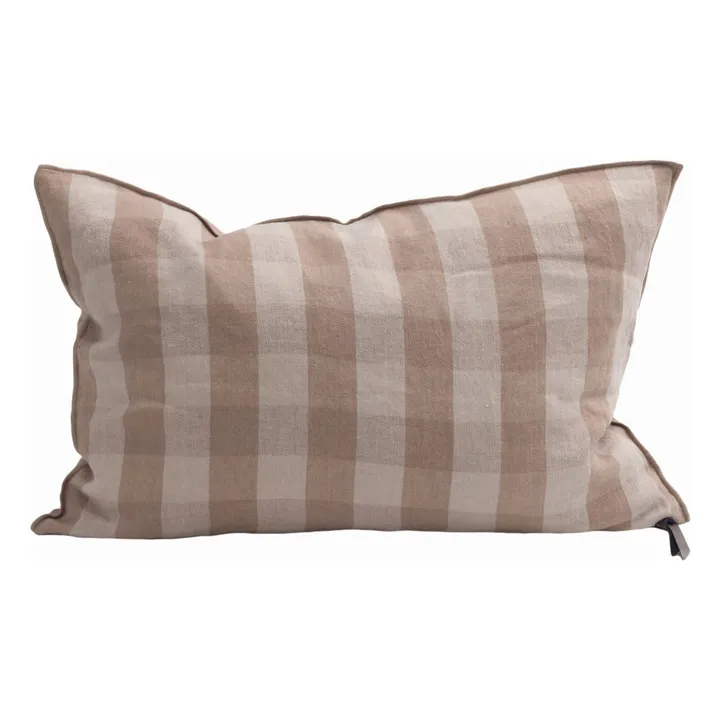 Coussin en lin lavé Vichy Cottage | Nude- Image produit n°0