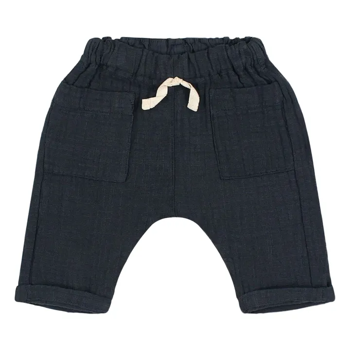 Pantalon Gaze de Coton Bio | Bleu nuit- Image produit n°1