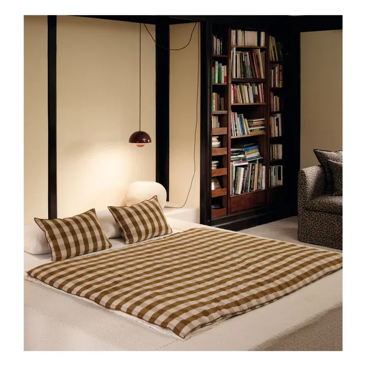 Coussin en lin lavé Vichy Cottage | Terre- Image produit n°1
