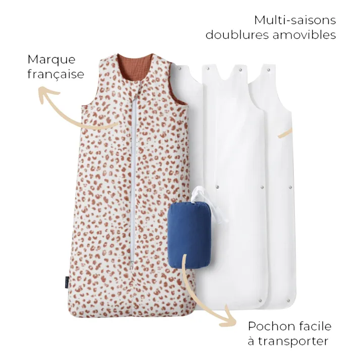 Saco de dormir multiestacional reversible de doble gasa de algodón | Rosa Viejo- Imagen del producto n°4