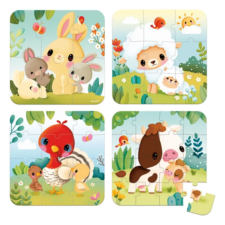 Entwickelnde Puzzles Tiere auf dem Bauernhof - 4 Puzzles- Produktbild Nr. 0
