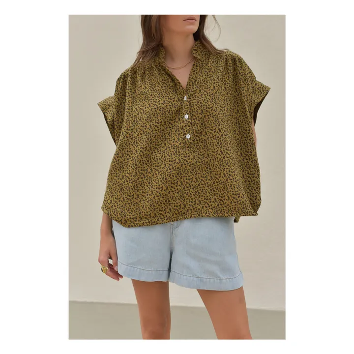 Blouse Théa Mini Léopard Coton Bio - Collection Femme | Marron- Image produit n°0