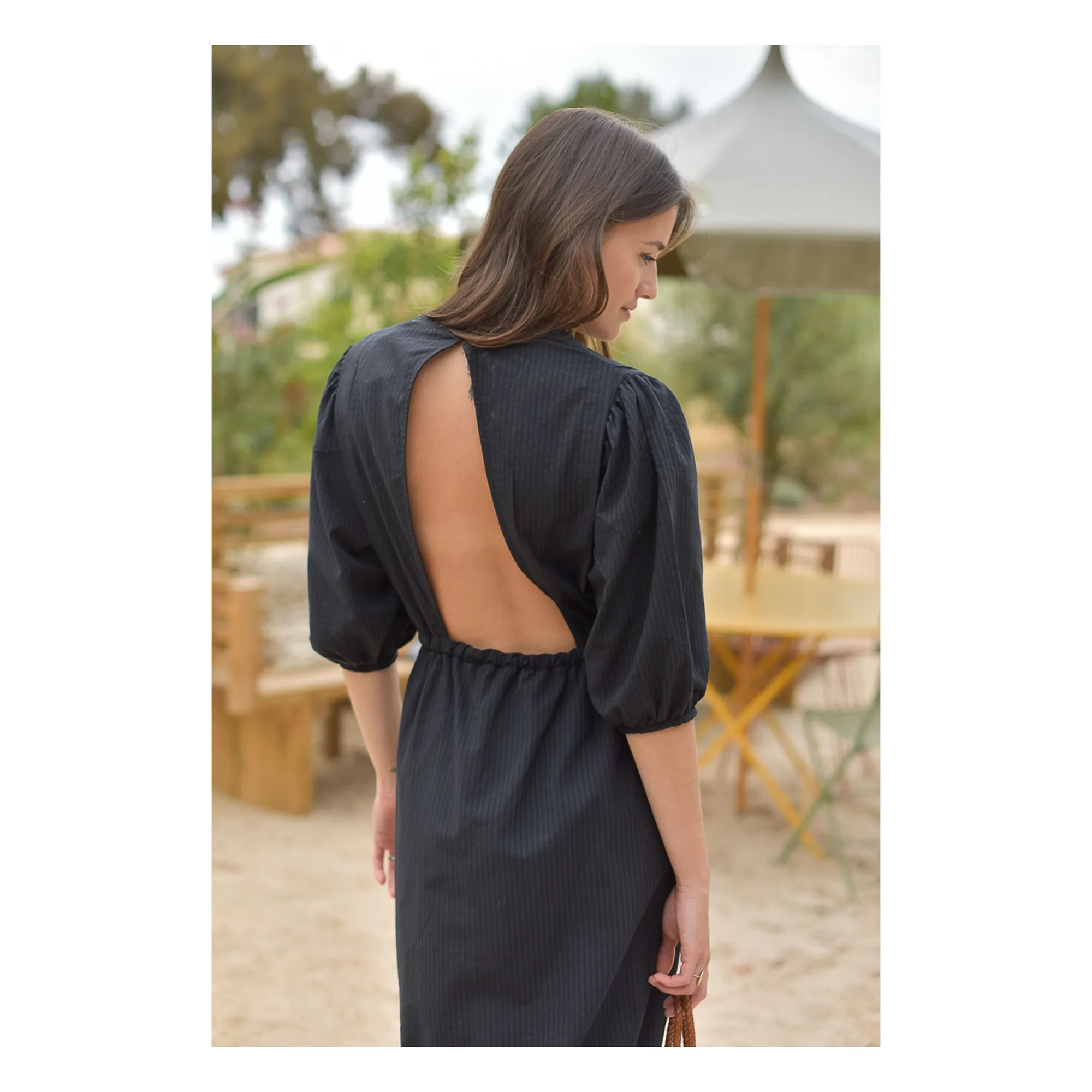 Robe Aime Seersucker - Collection Femme | Noir- Image produit n°3