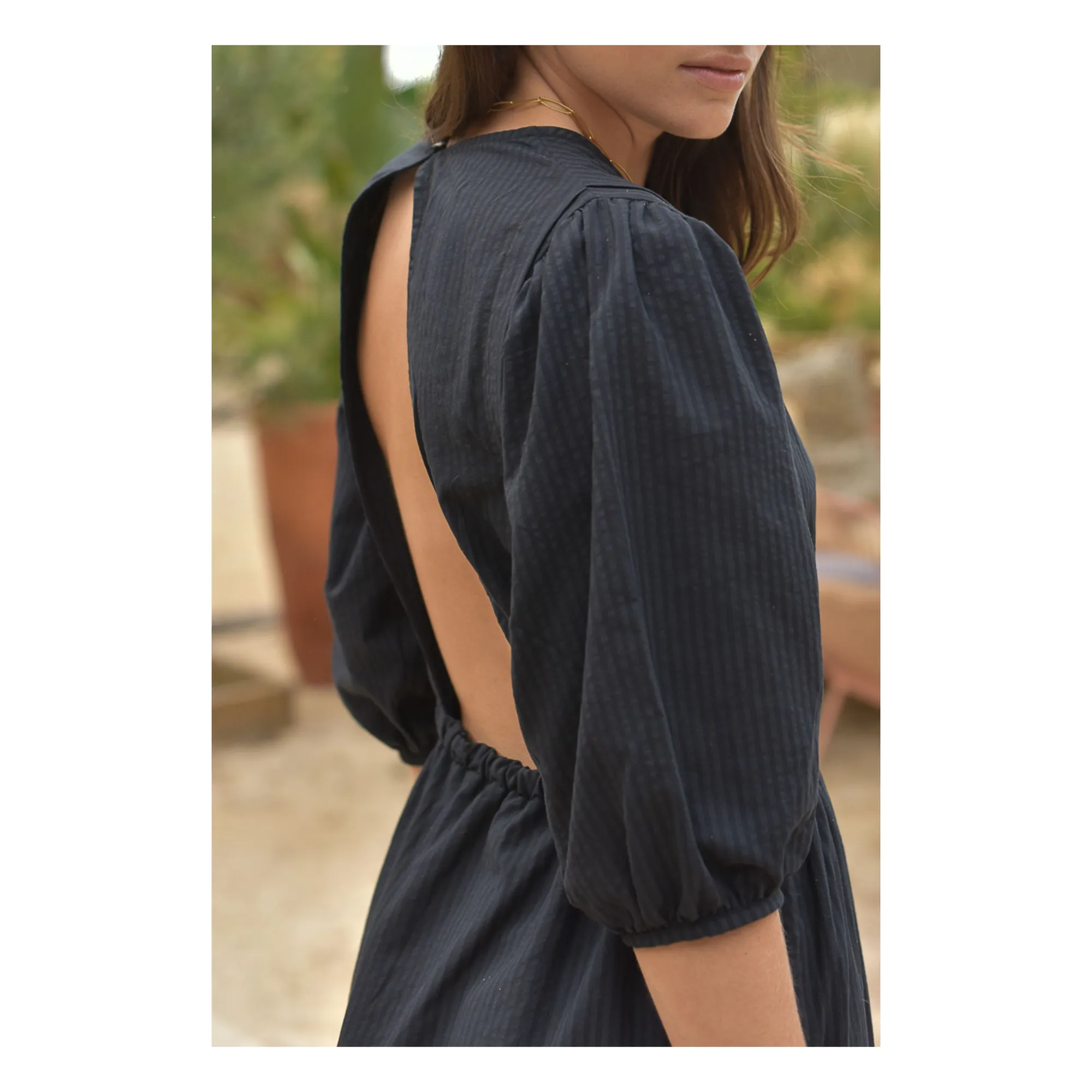 Robe Aime Seersucker - Collection Femme | Noir- Image produit n°2