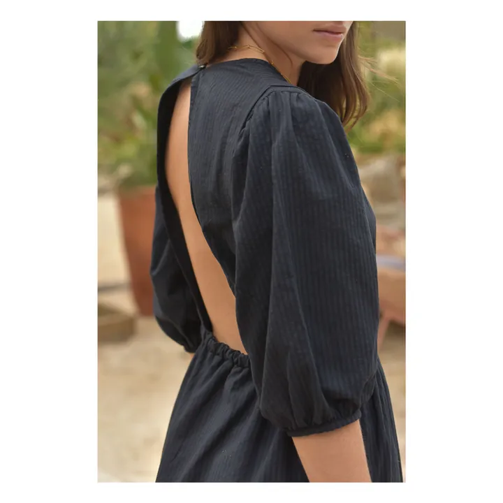 Aime Seersucker dress - Women's collection | Black- Product image n°2