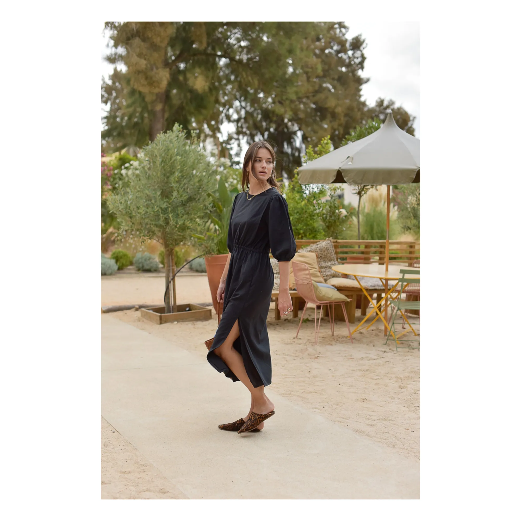 Robe Aime Seersucker - Collection Femme | Noir- Image produit n°0
