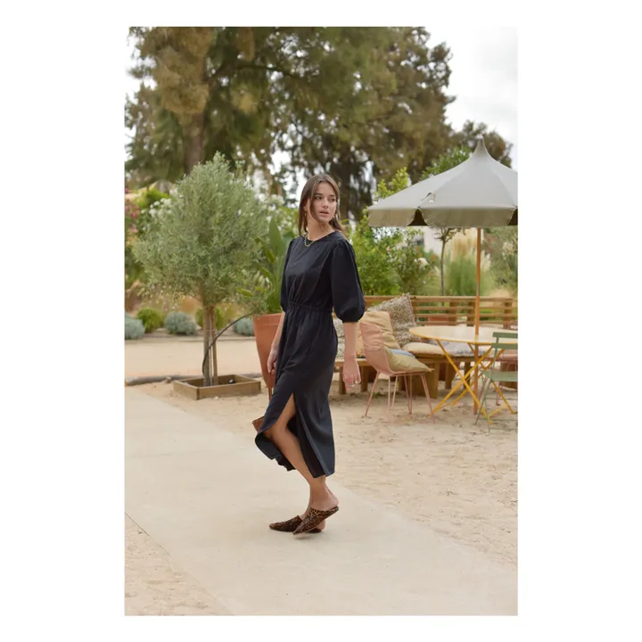 Aime Seersucker dress - Women's collection | Black- Product image n°0