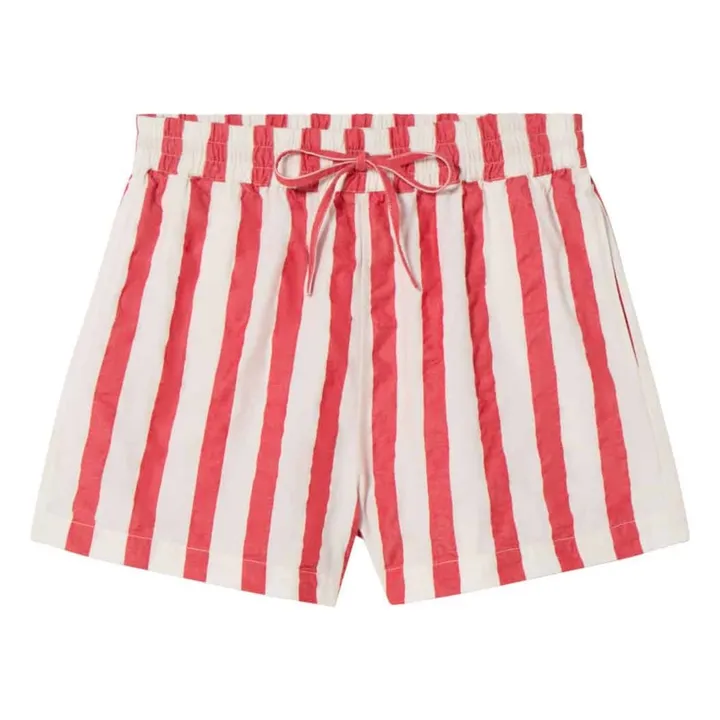 Short Geranio Rayures Coton Bio | Rouge- Image produit n°0