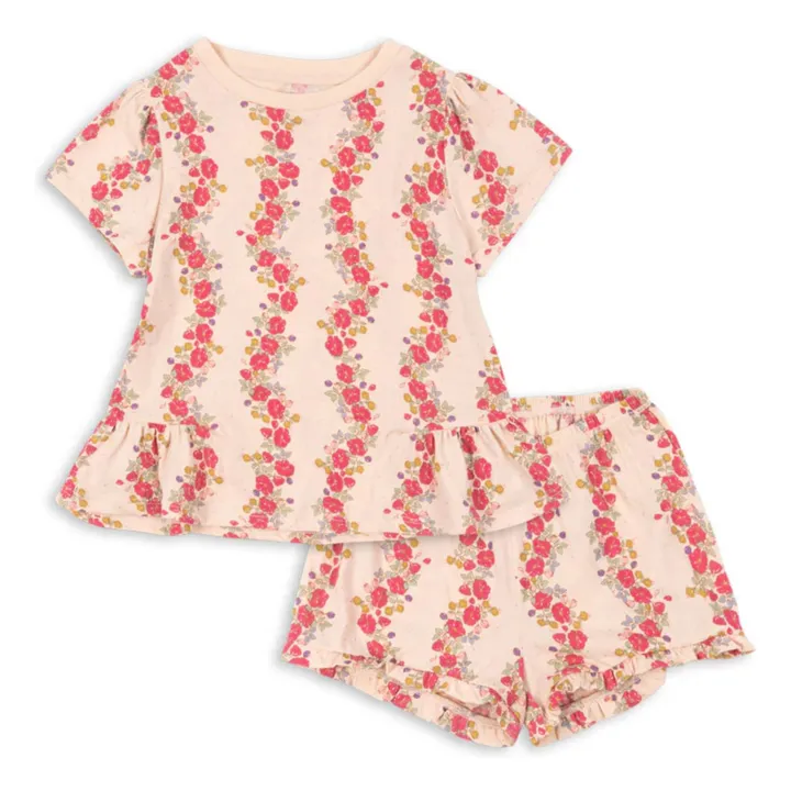 Famo Volant Organic Cotton T-Shirt and Short Set | Pale Pink- Product image n°0