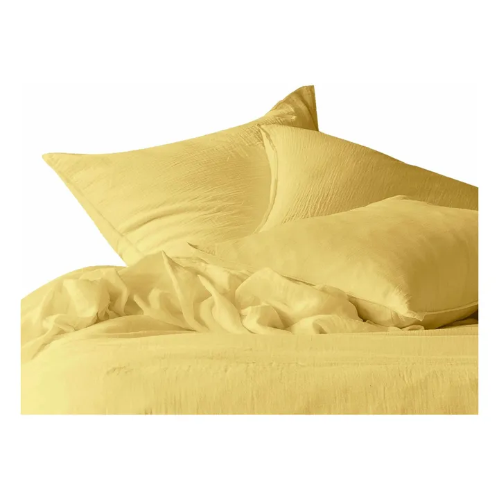 Dili pillowcase in cotton voile | Straw Yellow- Product image n°0