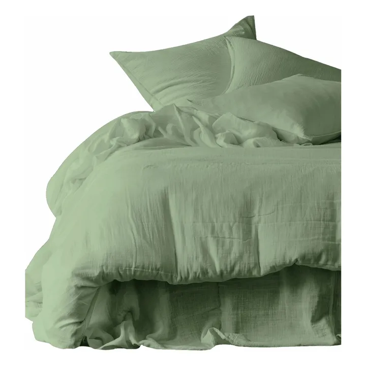 Dili pillowcase in cotton voile | Almond green- Product image n°1