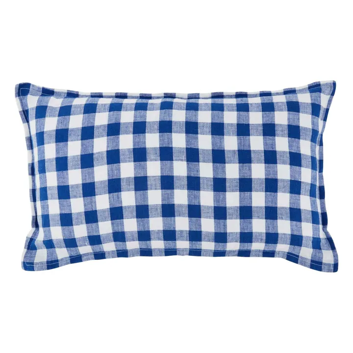 Washed linen cushion cover Taormina | Blue- Product image n°0