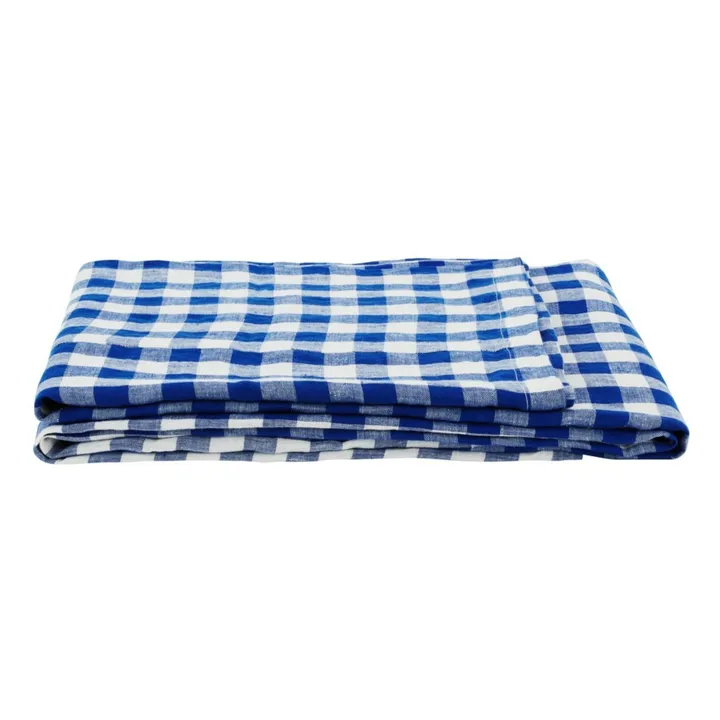 Vichy washed linen tablecloth | Blue- Product image n°0