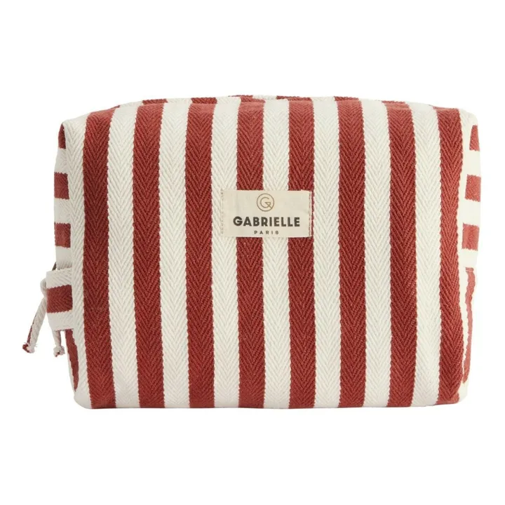 Borsa da toilette a righe | Rosso- Immagine del prodotto n°0