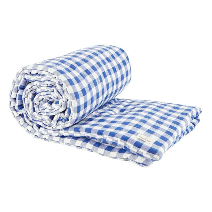 Eiderdown in Vichy washed linen | Blue- Product image n°0
