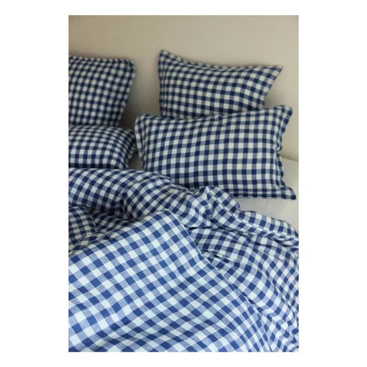 Washed linen cushion cover Taormina | Blue- Product image n°1