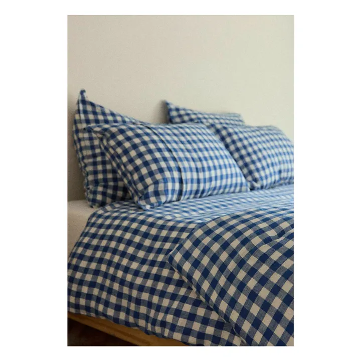 Washed linen cushion cover Taormina | Blue- Product image n°2